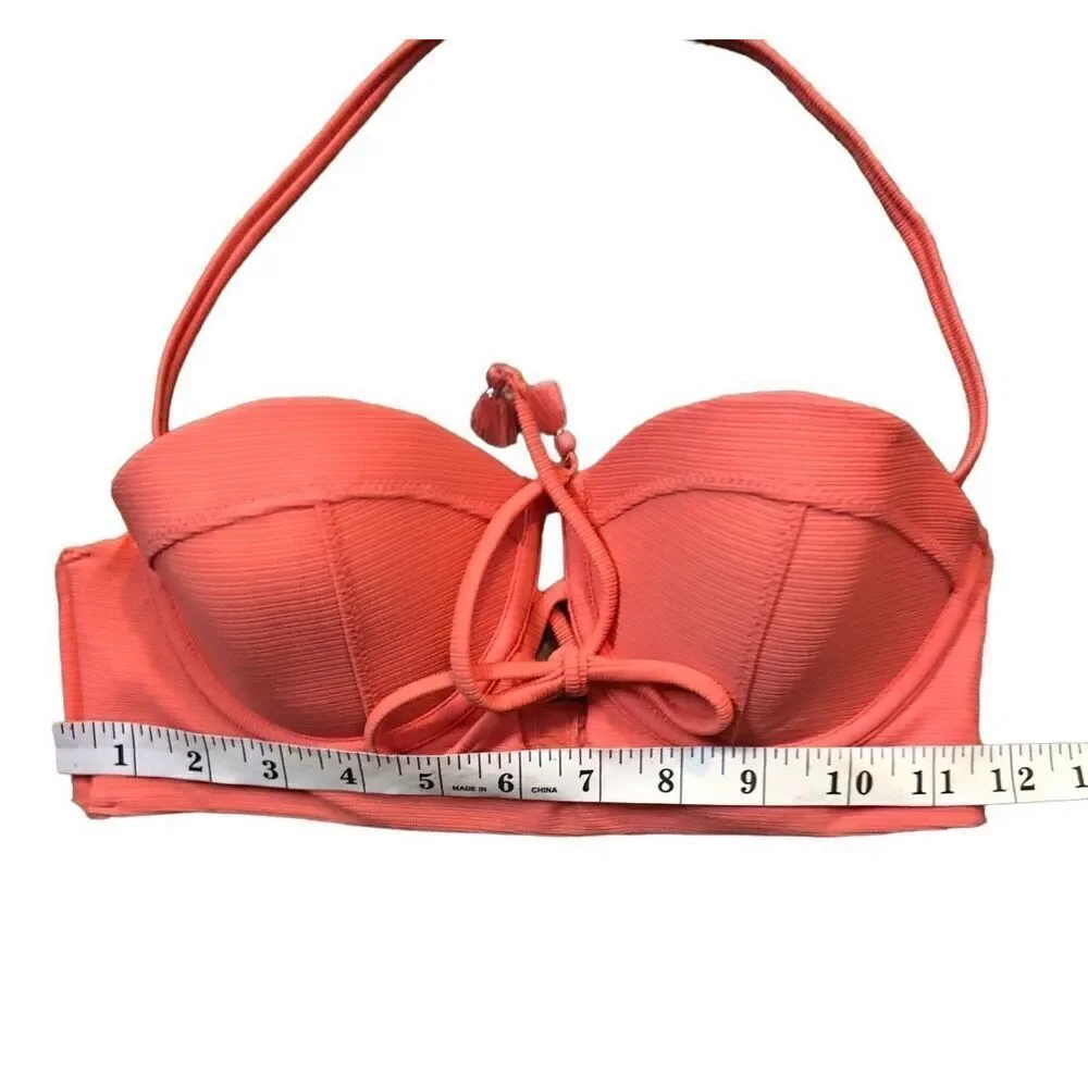 Coral orange Cape Juby coral underwire push up plunge bikini top size S